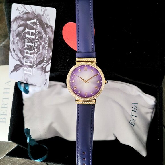 Bertha Women's BTHBR9304 Purple Leather Watch - Picture 6 of 8